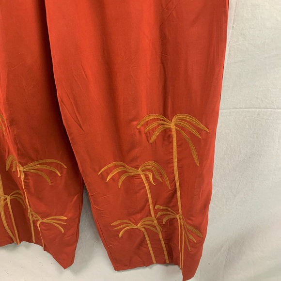 Rust Tropical Embroidery Wide Leg Cami Jumpsuit Without Belt - Picture 10 of 10